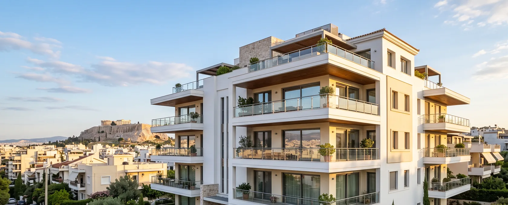 Modern residential building on the Mediterranean coast