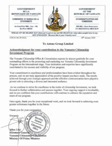 Vanuatu authorised agent letter