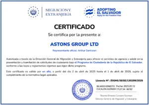 El Salvador official agent certificate